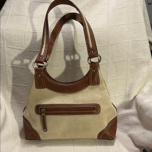 STONE MOUNTAIN Canvas/Leather Women's Shoulder Bag - Picture 2 of 13